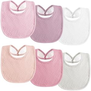 Kwelife gift Muslin Baby Bibs 6-Pack Baby Drool Bandana Bibs for Unisex Baby Girls Boys Toddlers Drooling and Teething Classic Pink