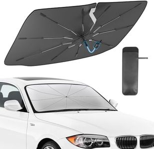 PEMOTech Pare Soleil Voiture Pare Brise Avant, Protection UV et Isolation Thermique Pare Soleil Parapluie pour Voiture, Pare Soleil Pliable 360° pour Plupart des Voitures et SUV (143 * 83 cm)