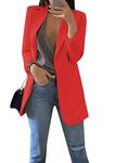 GRASWE Women's Blazer Suit Cardigan Casual Plus Size Blazer Suit Fit Cardigan Red 4XL