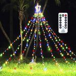 Gogsic Christmas Decoration Outdoor Star String Lights, 317 LED 8 Modes Waterfall Star Lights with Remote, 17FT Christmas Tree Toppers Lights Waterproof for Garden Yard Decor(Multicolor)