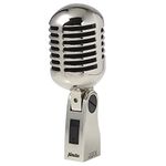 Alecto UDM-60 Dynamic Vocal Microphone - Vintage Vocal Microphone - 60 Hz-16 kHz Frequency Range - 5 m XLR Cable - Silver