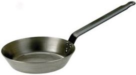 Samuel Groves Black Iron Frying Pan Round Lyonnaise Pan, Heavy Quality Steel, UK Made (16")