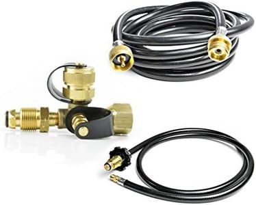 Stanbroil Propane Brass 4 Port Tee kit with 5ft and 12ft Hoses Allows for Connection Between Auxiliary Propane Cylinder