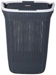 Nayasa Rope Laundry Basket Big- 54 Ltrs | Plastic Cloth Storage Basket | Laundry Storage Basket with Lid | Laundry Basket for Bathroom | Storage Organizer | Grey