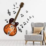 StickMe Plastic, Metal, Vinyl, Paper, Glass Guitar, Music,Songs,Play Music Wall Sticker 27.55 X 0.39 X 25.59 Inches, Blue