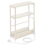 VASAGLE Slim Side Table with Charging Station, 3-Tier Narrow Bedside Table, End Table for Small Spaces, Magazine Rack, for Living Room, Bedroom, Study, Cream White LET335W03