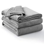 Aisbo Fleece Blanket Throw Grey - Versatile Soft Warm Blanket Fluffy Large Throws for Bed, Cozy Solid Flannel Queen Size Blanket for Sofa Couch, 220x240cm Gray