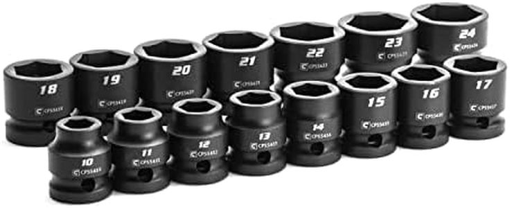 Capri Tools 1/2 in. Drive Stubby Impact Socket Set, Metric, 10 to 24 mm, 15-Piece