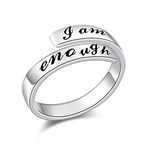 925 Sterling Silver Ring "I am enough" Adjustable Rings for Women Girls (I am Enough)