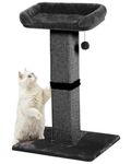 Karolpar 32" Cat Scratching Post for Indoor Cats, Sisal Cat Scratcher with Plush Perch, Large Scratch Post with Bed, Removable Cover, Sisal Fabric, Black