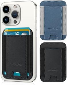 2 Pack Phone Card Holder, Premium Leather Phone Wallet Stick On, Strong Adhesive Cell Phone Pocket Credit Card Holder for Back of Phone Compatible with iPhone, Samsung & Most Smartphones, Fit 7 Cards