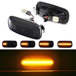 OZ-LAMPE 2Pcs Side Indicator for Audi A2 A3 8L A4 B5 A6 4B C5 A8 4D TT 8N, 18 SMD Dynamic LED Side Marker, CAN-bus Error Free Non-polarity Turn Signal Light, Black Smoked Lens