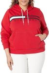 Tommy Hilfiger Women's Plus Casual Soft Long Sleeve Hoodie, Scarlet, XXL Plus