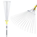 Jardineer 160cm Garden Leaf Rake, Telescopic Leaf Rake for Gardening, Garden Rake for Leaves Among Plants, Lawns and Yards. Adjustable Lawn Rake Head from 22cm to 59cm