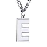 GoldChic Jewerly Mens' Letter E Tag Necklace Sports Lover Gifts, A-Z Initial Jewellery For Boyfriend