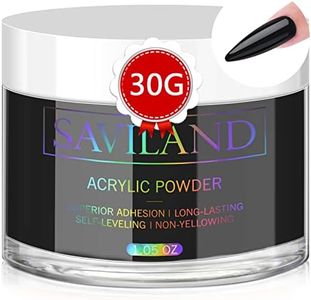 Saviland Black Acrylic Powder - 30g Professional Colored Acrylic Nail Powder for Acrylic Application, Acrylic Polymer Powder for Nail Extension & Carving French Manicure, No Need Nail Lamp