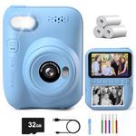 Gofunly Kids Camera Instant Print, 3.0'' Big Screen Digital Instant Camera for Kids with 32G Card & 3 Print Paper, 1080P HD Video Toddler Age 3-12 Boys & Girls Birthday Gifts