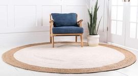 Vintage Threads Home Decor Cotton/Jute Eco-Friendly, Jute Braided Reversible Rug/Carpet for Living Room| Kitchen Mat|Passage|Balcony|Guest Room|Bedroom|Dining Room (Jute Cream, 150 CM)