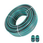 Alederways Garden Hose Pipe, 1/2" UV-Resistant Long Hose, 4 Layers Explosion Proof Braided Reinforced Outdoor Water HosePipes for Garden Including Hose End Quick Connector (Blue Grey, 10M/33Ft)