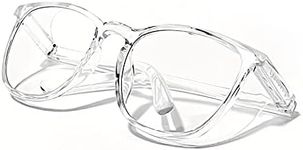 LeonDesigns Safety Goggles Anti-Fog Tactical glasses with Side Shields Clear Safety glasses with Anti-Scratch UV400 protection Lens Goggles Inside Eyeglasses (Square transparent)