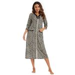 Verve Jelly Women's Zip Up Housecoat Leopard Robe Lightweight Bathrobe Short Sleeve Loungewear Nightgowns with Pockets Leopard 2 XL