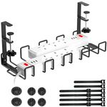 WELDUN No Drill Under Desk Cable Management Tray Kit, Metal Cable Organizer for Wire Management, Cable Basket with Cable Strips, Black, 1 Pack