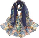 FAIRYGATE Ladies Scarves Lightweight Clearance Floral Print Scarf Chiffon Scarfs for Women Sale for Spring Autumn Fall Winter 51015