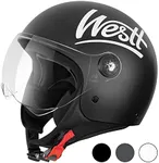 Westt Open Face Helmet - Motorcycle Helmet Moped 3/4 Half Vespa Vintage with Visor- Helmets for Adults DOT Touring Men Women Scooter Classic Series Black XL