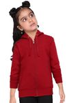 ADBUCKS Rich Cotton Full Sleeves Zipper Regular Sweatshirt For Girls And Boys Jacket With Hooded Neck Hoodies (Maroon, 4-5 Years)