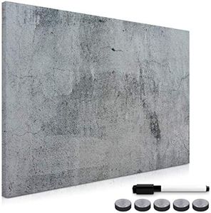Navaris Memo Board Lavagna Magnetica 90x60cm - Lavagnetta Scrivibile Cancellabile con 1x Pennarello e 5X Calamite - Bacheca Design Effetto Cemento