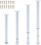 RealPlus Adjustable Furniture Legs 14-26 Inch Metal Pipe Legs for Cabinet Coffee Table Bench Desk Shelves, Bed Center Frame Slat Support Leg, White 4 Pack