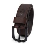 Dickies Mens 38mm Leather Belt With Two Row Stitch, Brown, 36