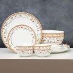 Clay Craft Fine Ceramic Eco Dinner Set, Enchanting Gold, for Family of 4, Dinner Set Ceramic, Crockery Set, Dining Set for Dinner, Crockery Set for Gift, Kitchen Set (ECO1, 14 Pieces)