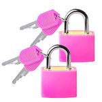 Suitcase Locks with Keys - LeFeirr Luggage Small Padlock Keyed for Travel Gym Locker Bags Holiday Cases,Pack of 2,Pink