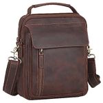 TIDING Men's Genuine Leather Messenger Bag Vintage Handbag Crossbody Shoulder Bag for Work Travel Business