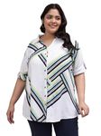 Indietoga Women's Plus Size Rayon Longline Shirt Tops (P10001528_Yellow & Green Stripe_4XL)