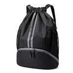 LOKAPEGY Black Drawstring Gym Bag f