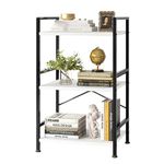 Vermess Bookshelf, 3 Tier Industrial Bookcase, Metal Small Bookcase, Rustic Etagere Book Shelf Storage Organizer for Living Room, Bedroom, and Home Office, White