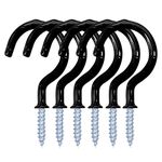 12 Pack Vinyl Coated Ceiling Hooks,Screw-in Mug Hooks,Multi-Function Wall Hooks Kitchen Hooks Cup Hooks for Indoors Outdoors (Black, 1-1/4 Inch)