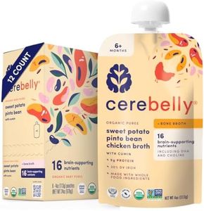 Cerebelly Organic Baby Food Pouches – 6+ Months Organic Chicken Bone Broth Pouches | Protein, Healthy Fats, Non-GMO | Toddler Pouches | 4 Ounce BPA-Free Pouches | Sweet Potato Pinto Bean | 12 Count