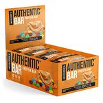 Authentic Bar Peanut Butter Candy Protein Bars - Meal Replacement Protein Snack Bars w/ 16g Whey Protein Isolate, Peanut Butter Foundation, Healthy Fats, Naturally Sweetened - 12 Pack