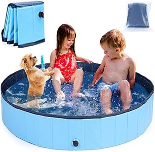 Foldable Dog Pool - 63"x12" Portable Hard Plastic Swimming Pool for Small and Large Dogs, Collapsible Kiddie Pool for Pets and Kids, Outdoor Pet Bath Tub