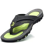 Men's Flip-Flops, Thongs Sandals Durable Comfort Slippers for Beach, Grey, 12