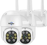 Hiseeu 【2Pcs in One Pack】 Security Camera Outdoor with Color Night Vision,5MP PTZ Digital Zoom Wifi Security Camera 360° View CCTV Camera with 2-Way Audio,Auto Cruise,Remote Access,IP66 Waterproof