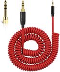 Saipomor NC700 2.5mm to 3.5mm&6.35mm Coiled AUX Cable Compatible with Bose QuietComfort 25 QC35 QC35II QC45 On-Ear2 OE2 OE2i Soundlink SoundlinkII SoundTrue Headphones(6~16ft/Red)