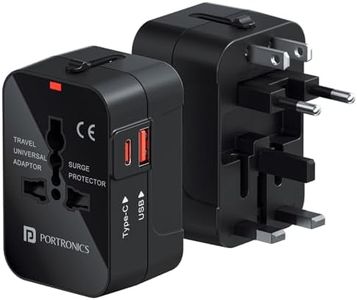 Portronics Juicemate Universal Travel Adapter with 20W Type C PD & 18W USB-A Output Port, All in One International Travel Fast Charging Adapter, Suitable for 200+ Countries US,UK,EU,AUS,Etc(Black)