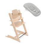 Stokke Tripp Trapp High Chair, Natural (Includes Chair & Baby Set2) with Newborn Set - Safe, Adjustable, Ergonomic Design