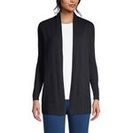 Lands' End Women's Cotton Long Sleeve Open Cardigan Sweater - BLACK - Medium