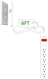 Sleek Socket Original & Patented Ultra-Thin Outlet Concealer with Cord Concealer Kit, Flat Extension Cord with Multi Outlets Surge Protector Power Strip, Ideal for Home Office and Home Theater