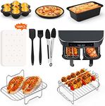 W&H Air Fryer Accessories Set of 9 for Ninja Dual Air Fryer AF300UK, AF400UK and Dual Zone Air Fryers, Nonstick Double Basket AirFryer Accessory 100pcs Air Fryer Paper, Cake & Pizza Pan, Rack, etc